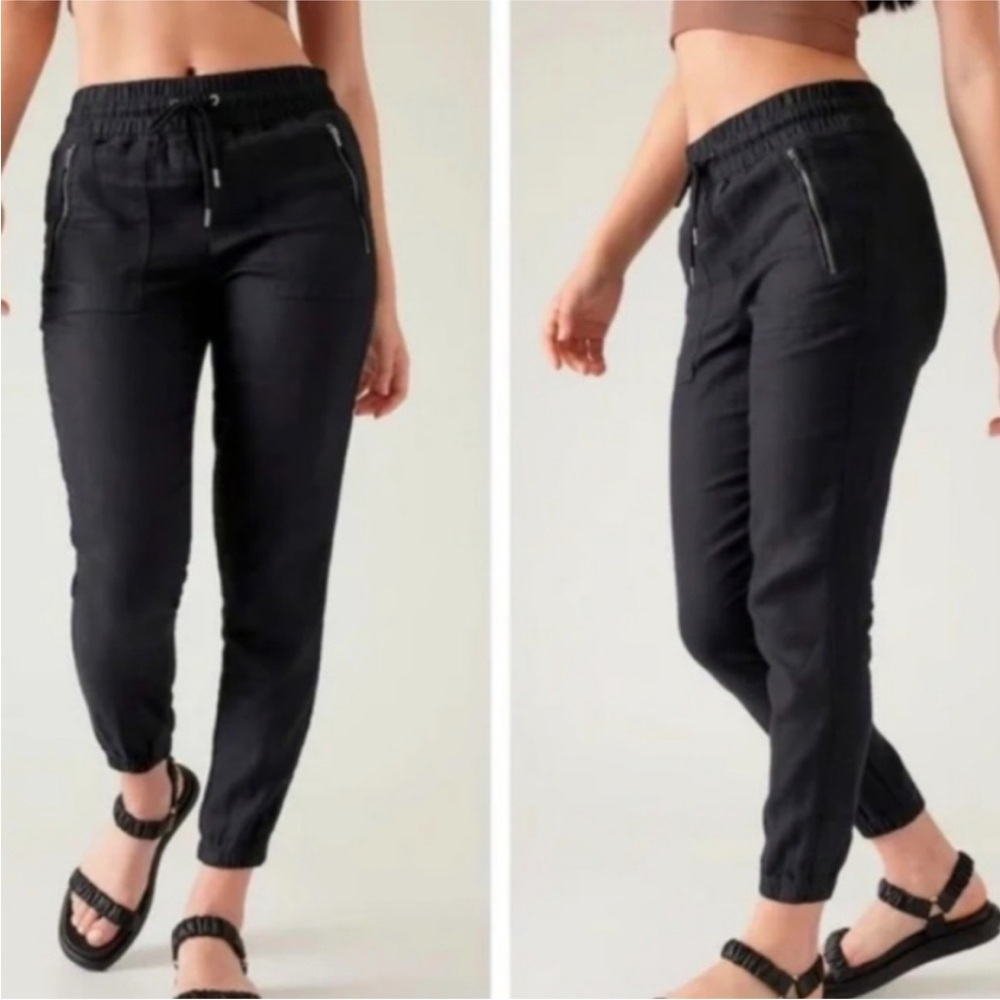 Athleta Black Linen Cabo Pants